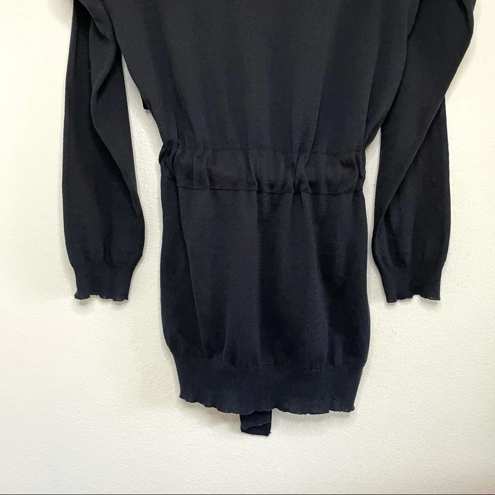 3.1 Phillip Lim Silk Cardigan Belted Button Front Utility Sweater Black Size 2